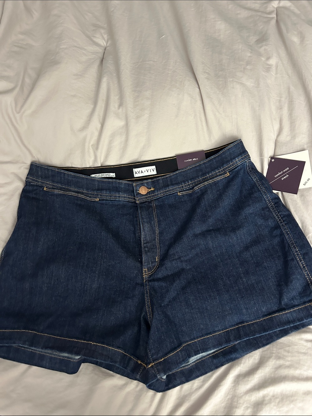 Ava & Viv Dark Blue Denim High-Rise Jean Shorts